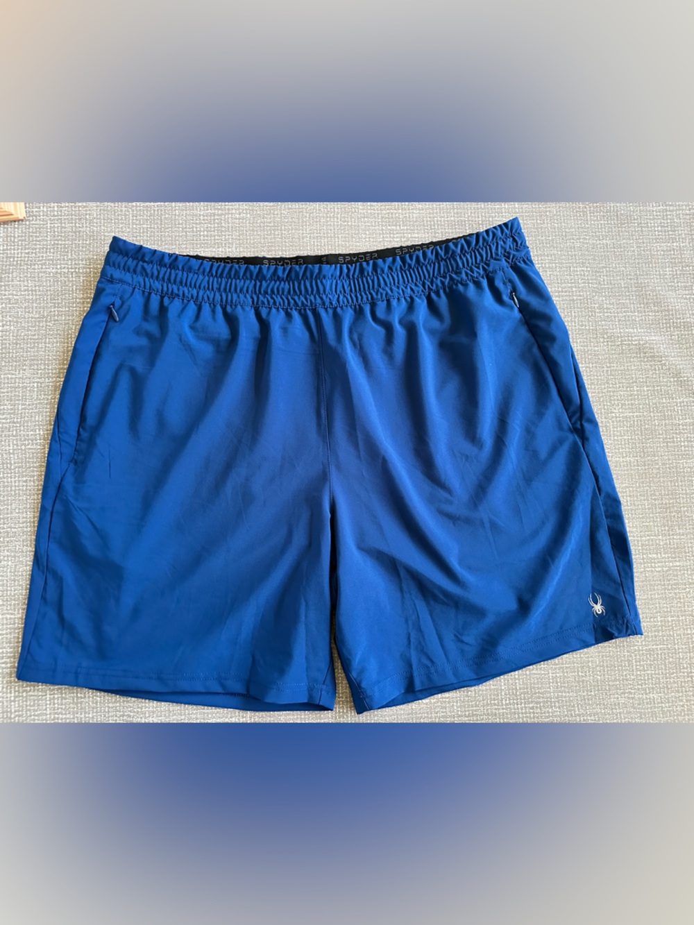 Spyder Active Men’s XL Blue Athletic Shorts Stretch Zip Pocket Performance